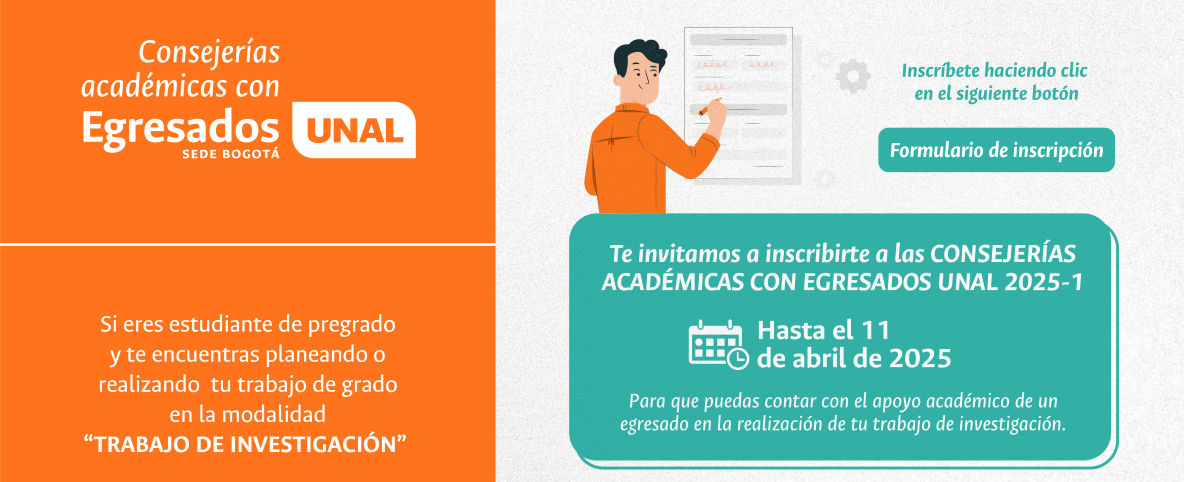 Banner - Consejerias academicas con egresados 2025-1S. Ingresar al enlace para el formulario de inscripcion.